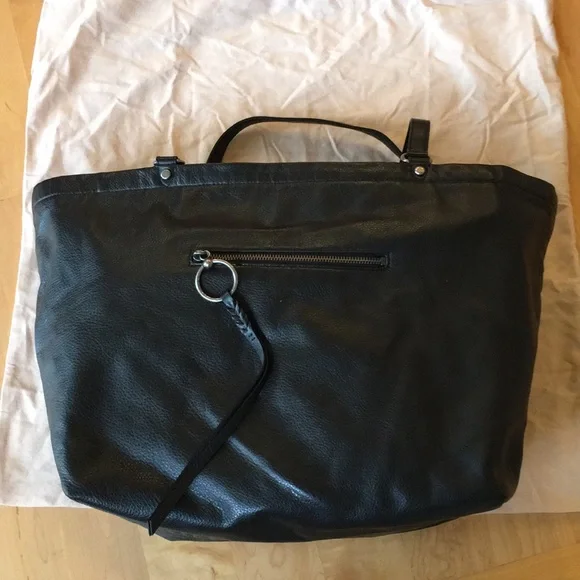 REBECCA MINKOFF | Large Black Leather Tote / Weekender Bag - Picture 11 of 16